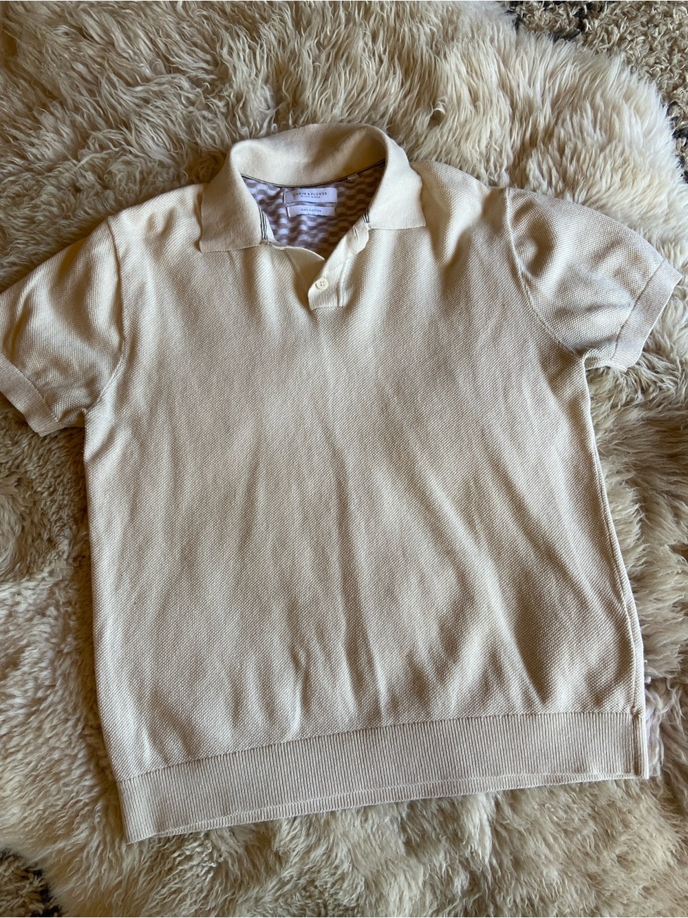 Denim & Flower Cream Polo Shirt